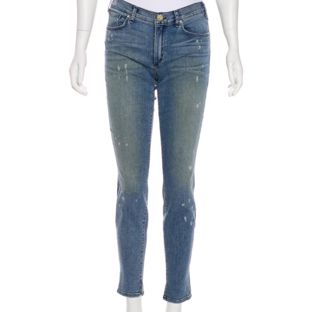 McGuire Denim Blue Newton Mid-Rise Skinny Jeans with Distressed Details